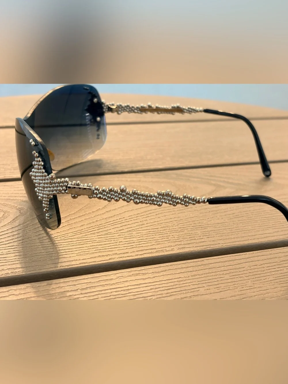 Fred Lunettes Pearls Platinum Lux Sunglasses w/Grey Gradient Lenses